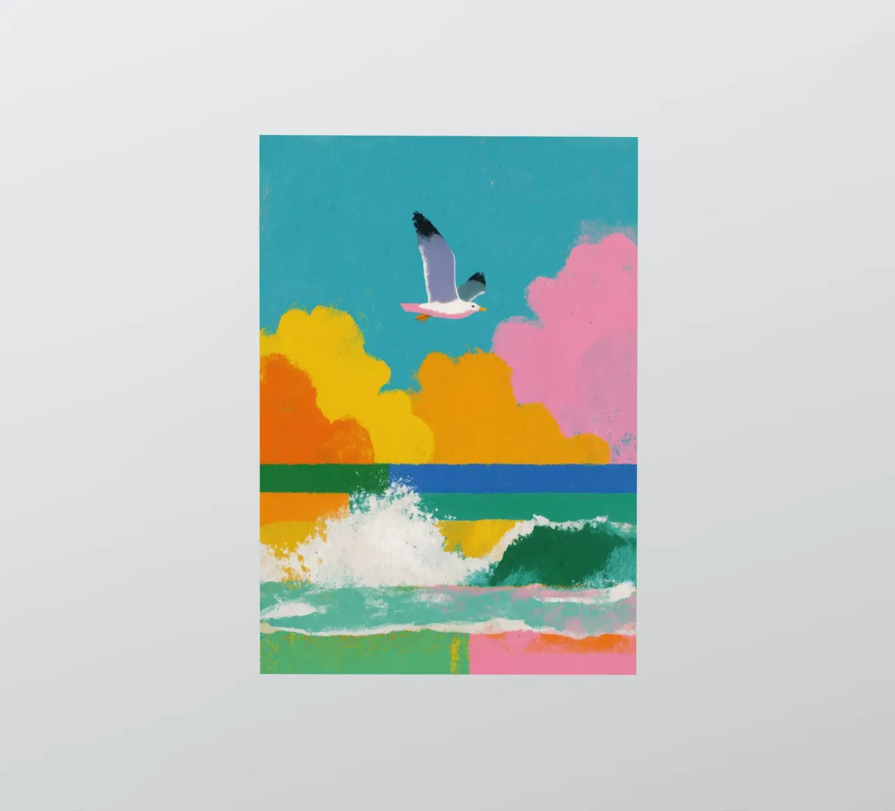 Gabbiano allegro sul mare adesivo da Nikis Art Studio