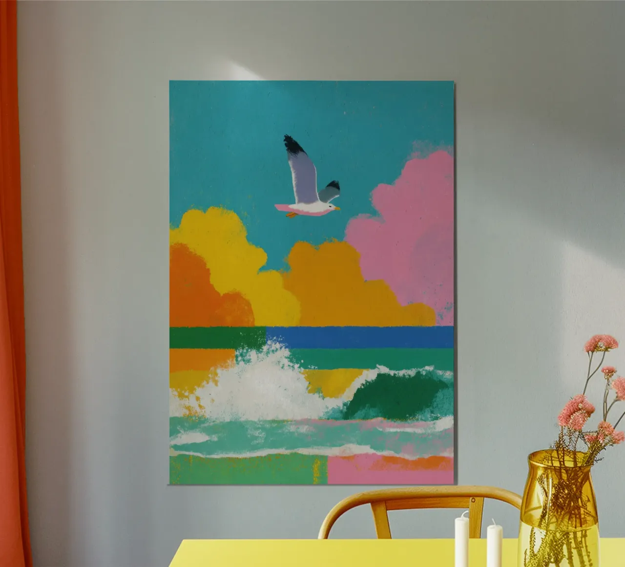 Gabbiano allegro sul mare pannello forex da Nikis Art Studio