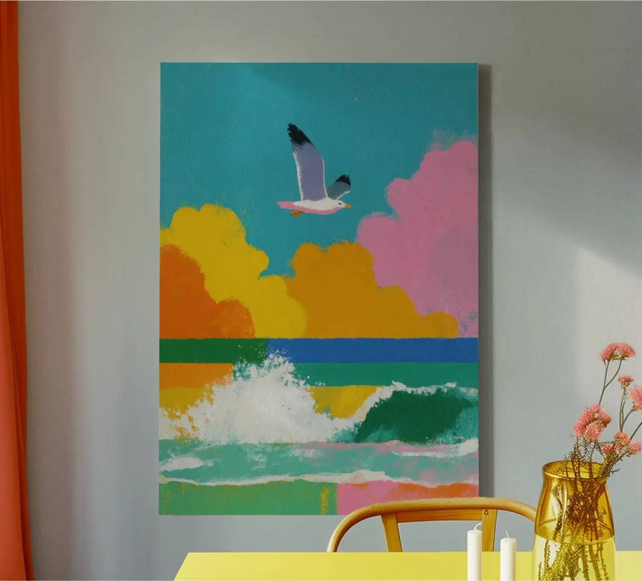 Gabbiano allegro sul mare tela da Nikis Art Studio