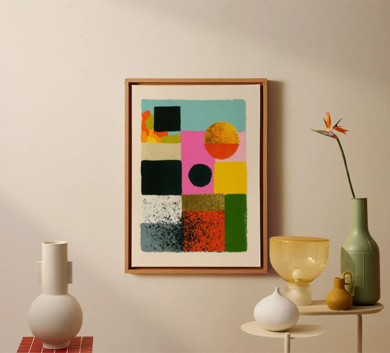 Abstract composition with colour fields canvas by Nikis Art Studio