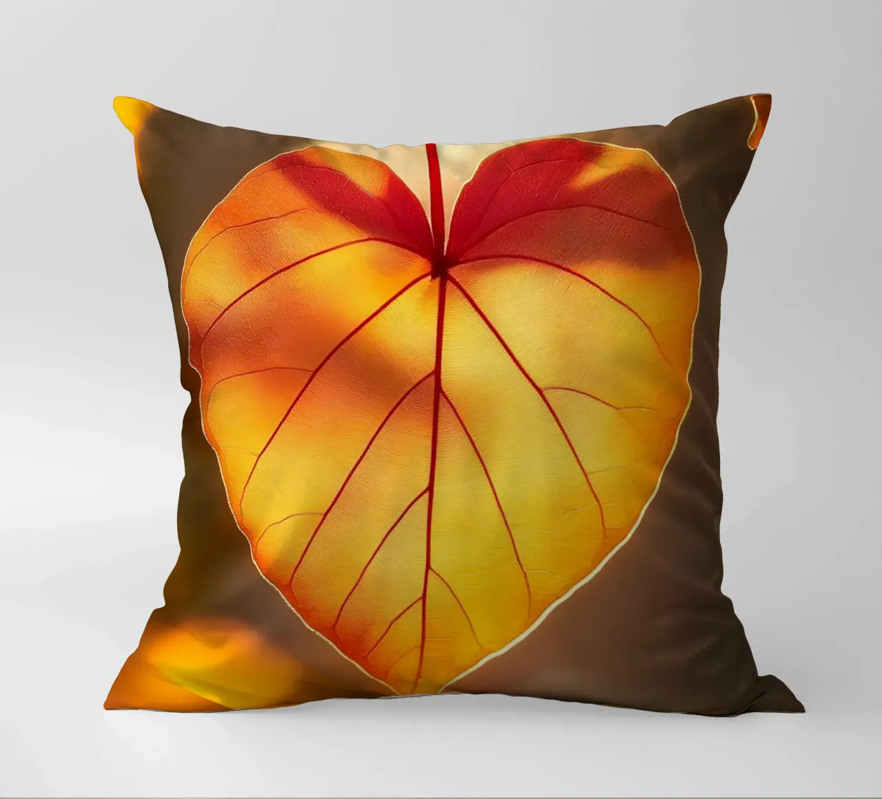 Foglia di cuore in autunno cuscino da M-Ulrich-Digital Art