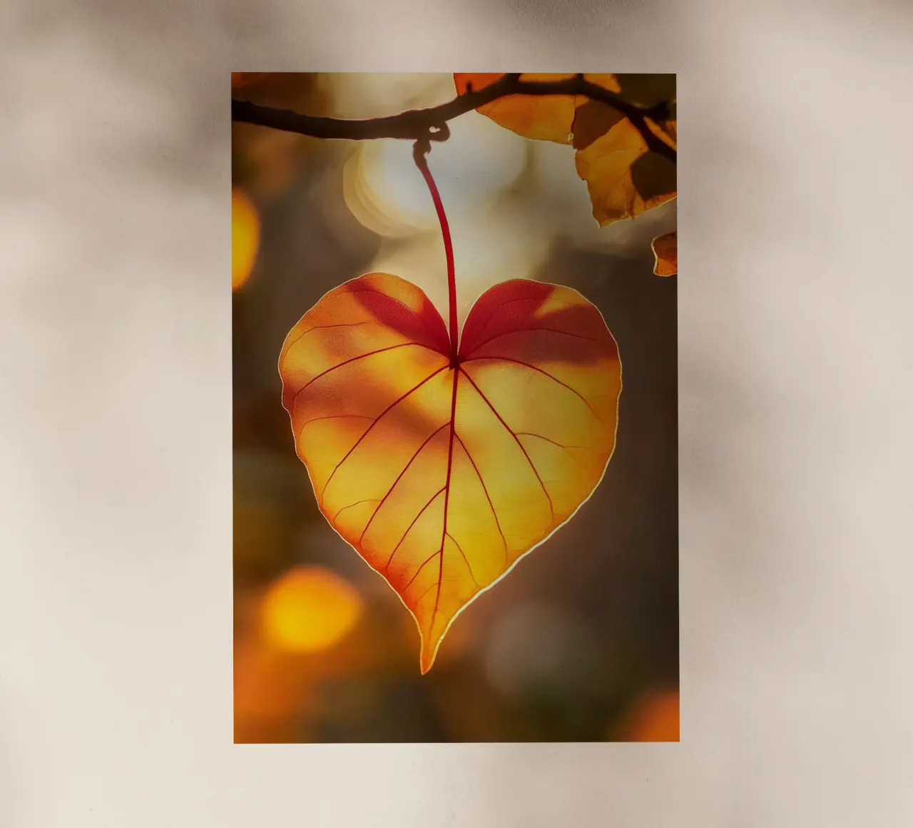Foglia di cuore in autunno pellicola backlit da M-Ulrich-Digital Art
