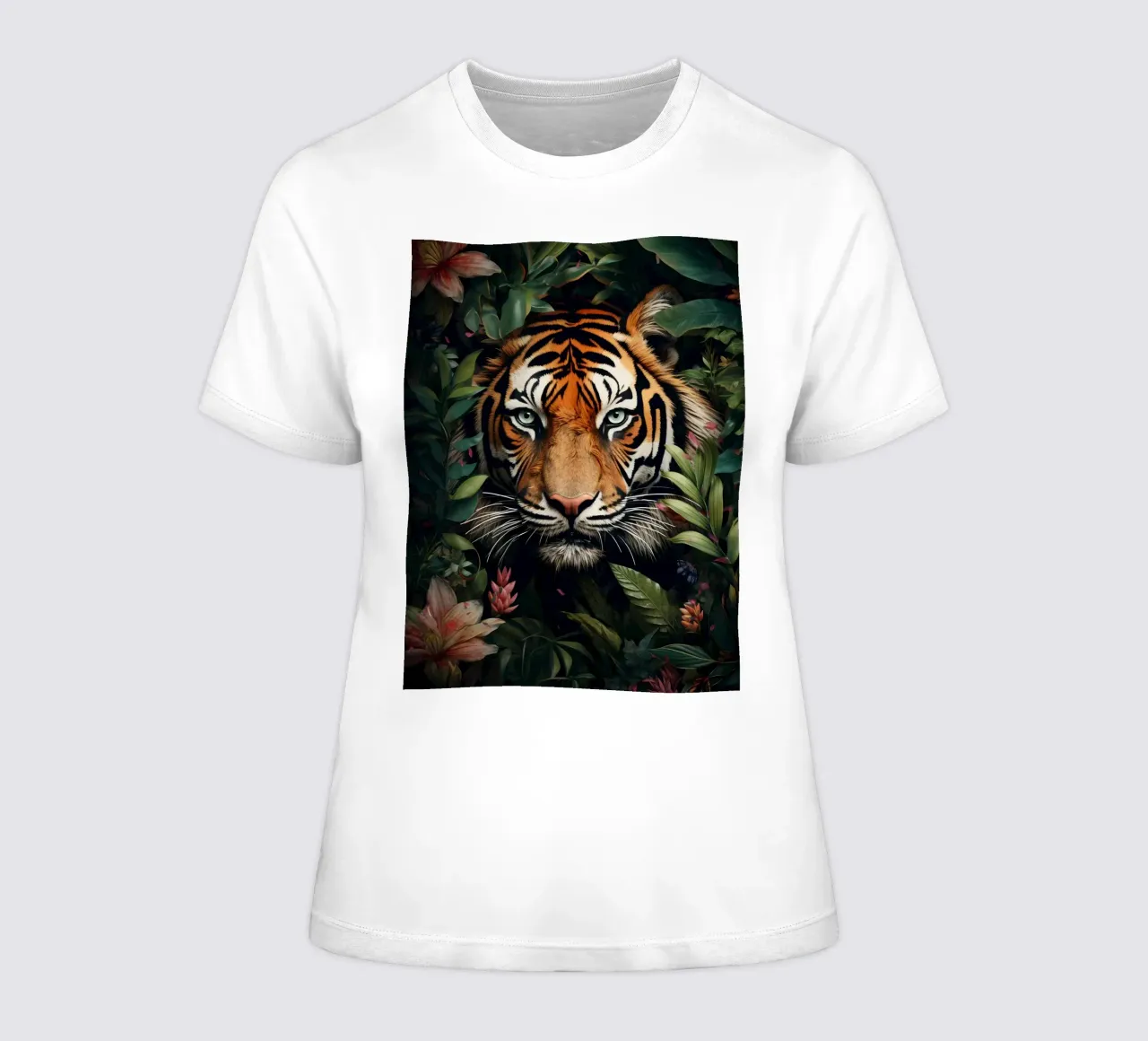 Tijgerbloemen Bladeren dames t-shirt getailleerd van Mateo