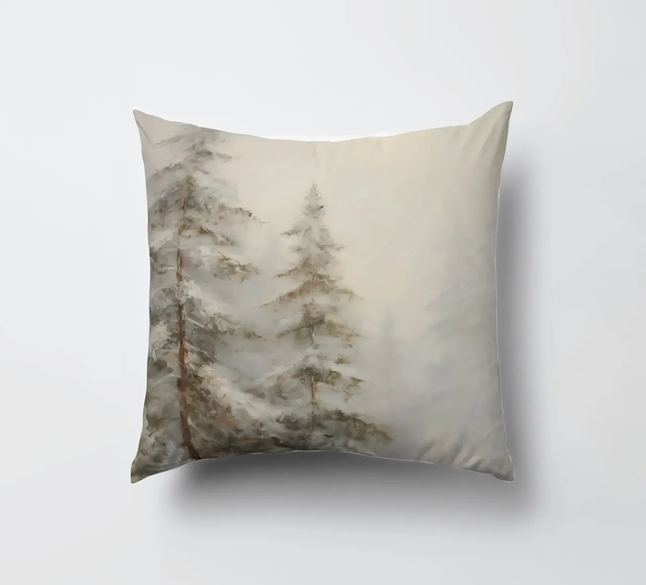 Foresta invernale - Abeti innevati nella nebbia cuscino da Studio Vibe
