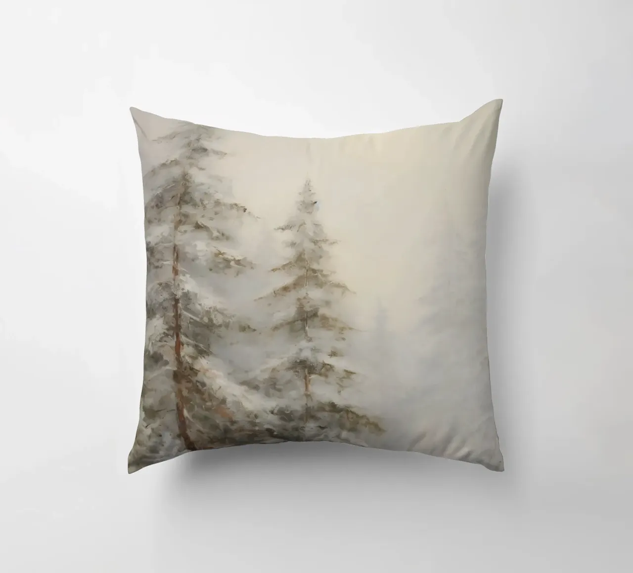 Foresta invernale - Abeti innevati nella nebbia cuscino da Studio Vibe