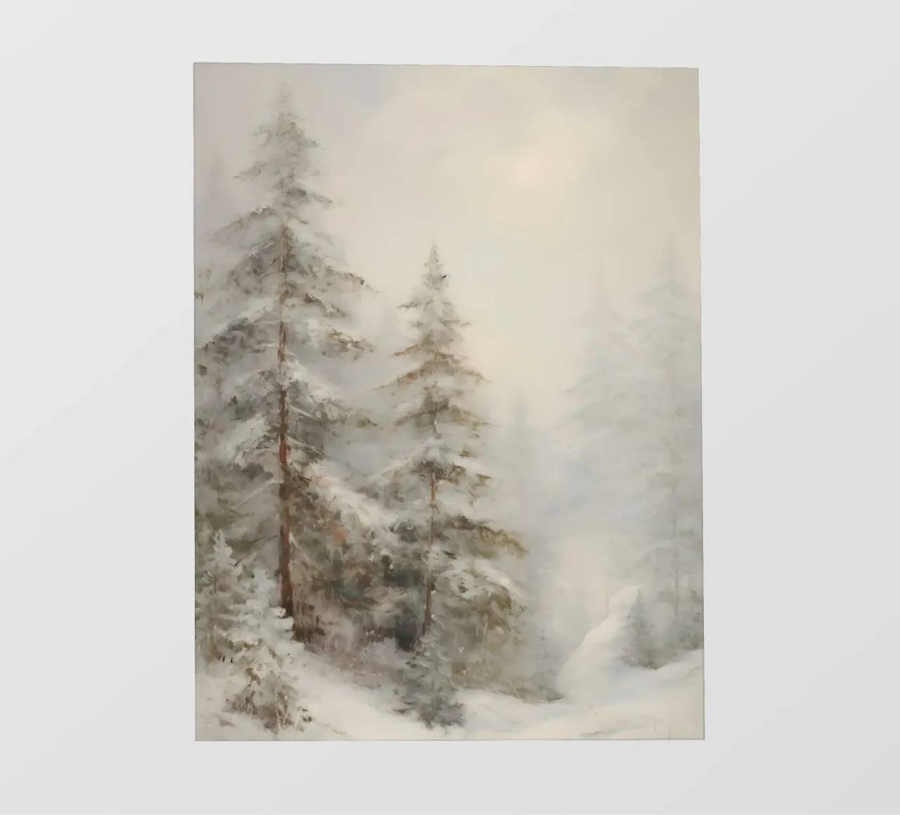 Foresta invernale - Abeti innevati nella nebbia telo in pvc da Studio Vibe
