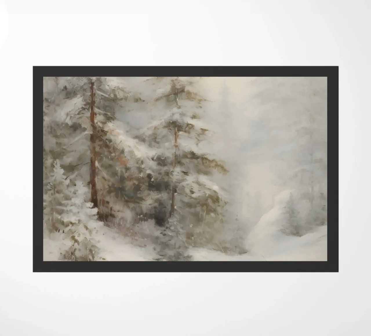 Foresta invernale - Abeti innevati nella nebbia zerbino da Studio Vibe