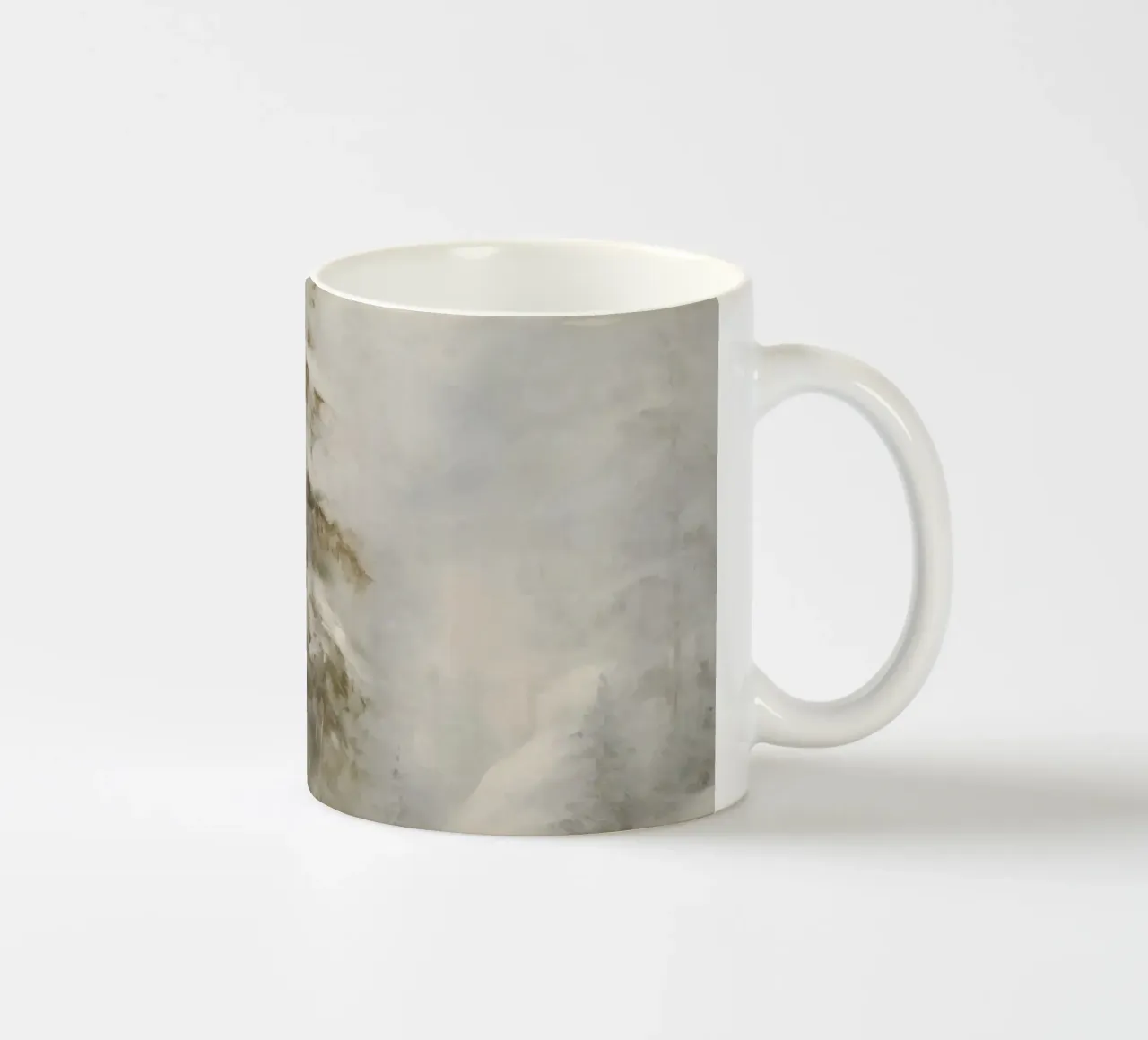 Foresta invernale - Abeti innevati nella nebbia tazza in ceramica da Studio Vibe
