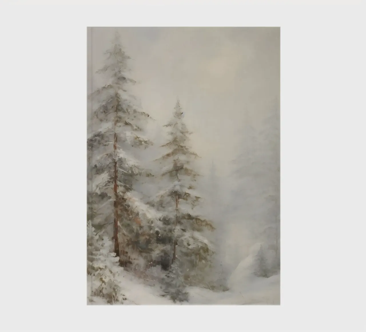 Winter forest - Snow-covered fir trees in the fog notebook by Studio Vibe