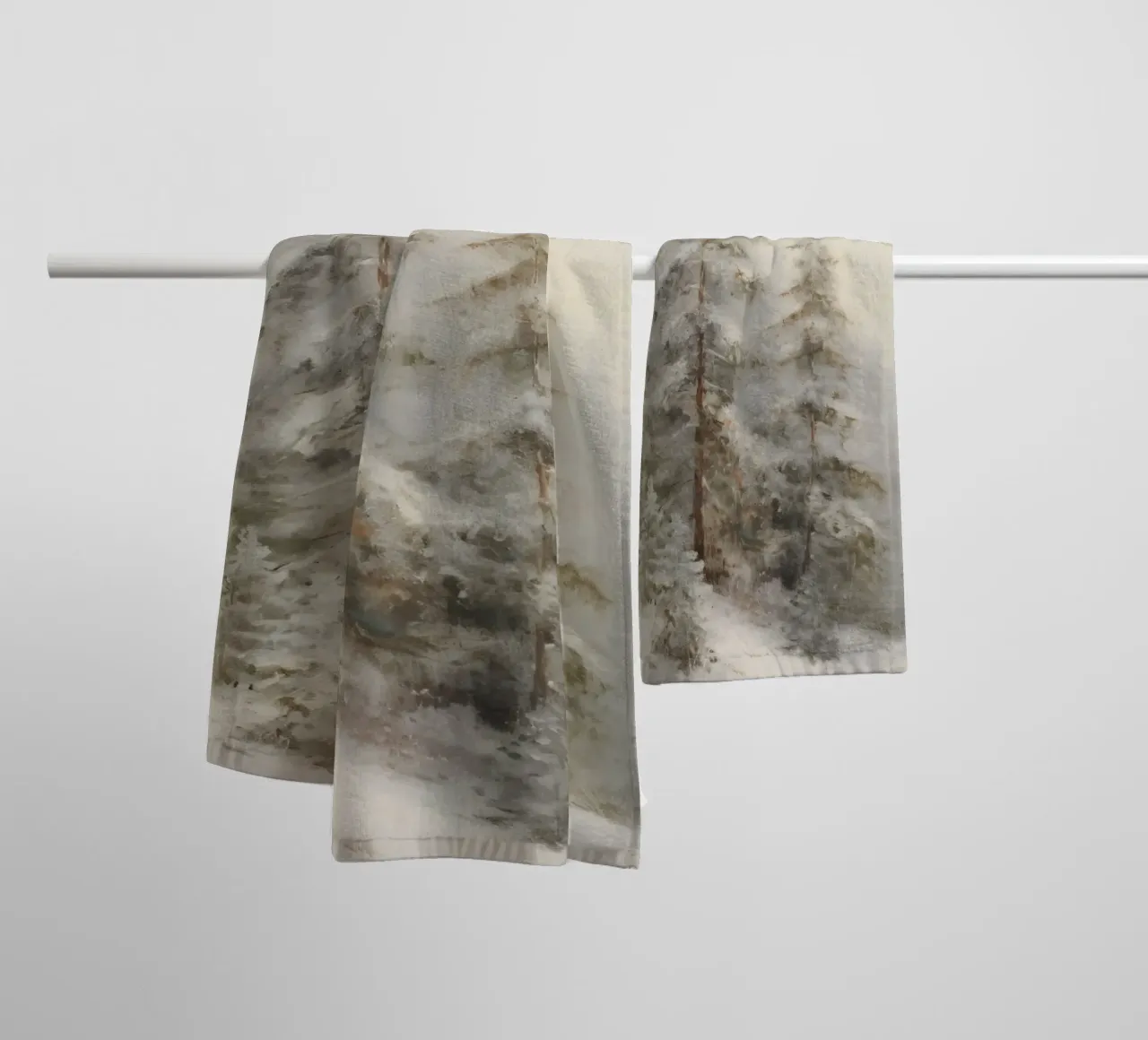 Winter forest - Snow-covered fir trees in the fog towel by Studio Vibe