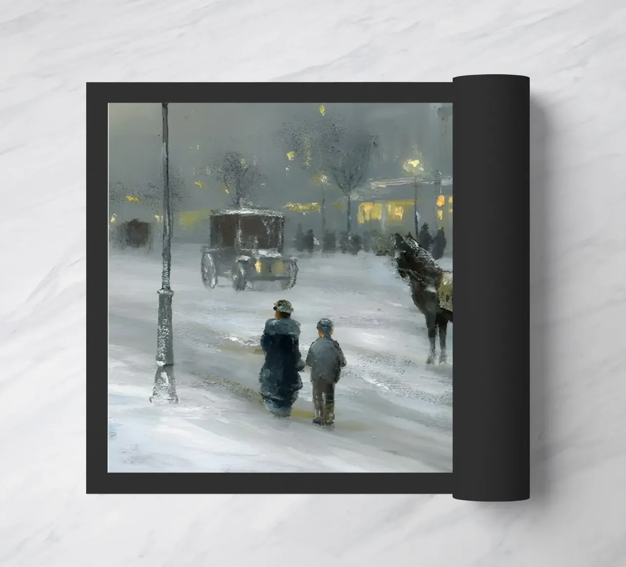 Nostalgica città invernale con carrozza a cavalli zerbino da Studio Vibe