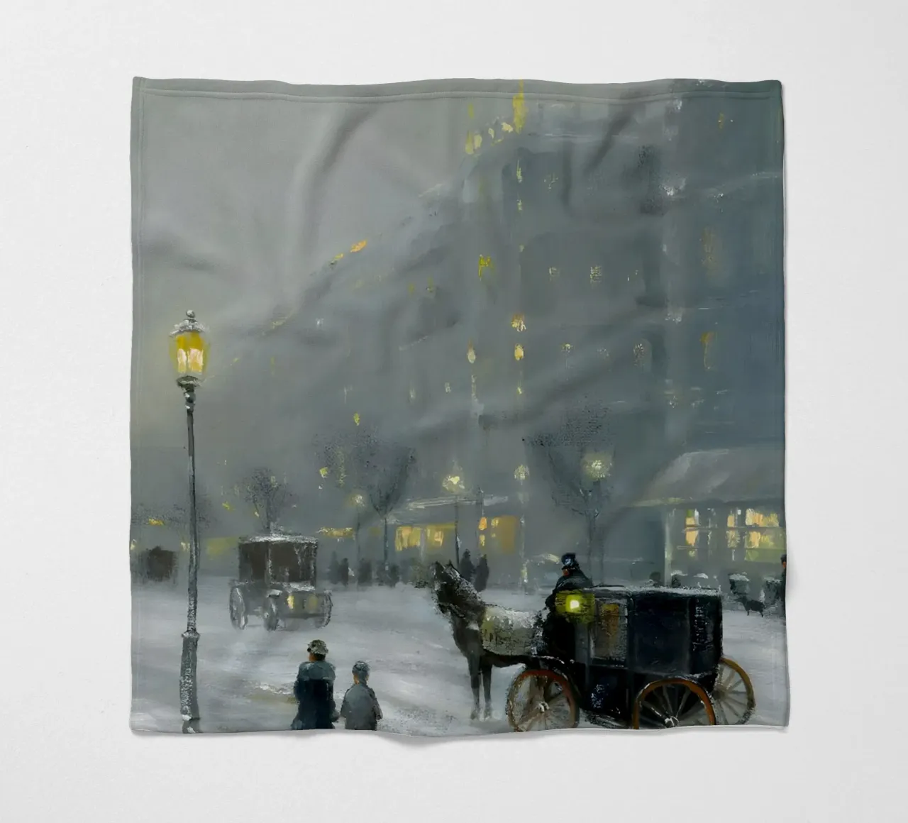 Nostalgica città invernale con carrozza a cavalli coperta in pile da Studio Vibe