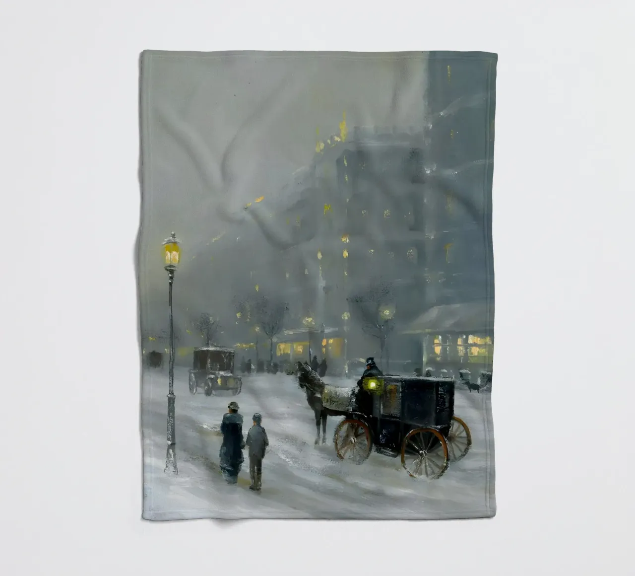 Nostalgica città invernale con carrozza a cavalli coperta in pile da Studio Vibe