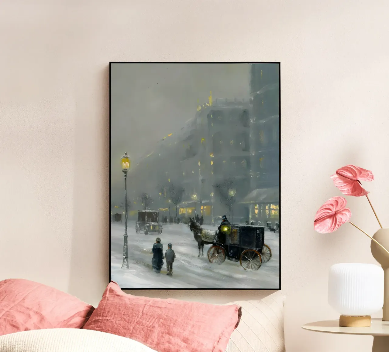 Nostalgica città invernale con carrozza a cavalli plexiglass da Studio Vibe