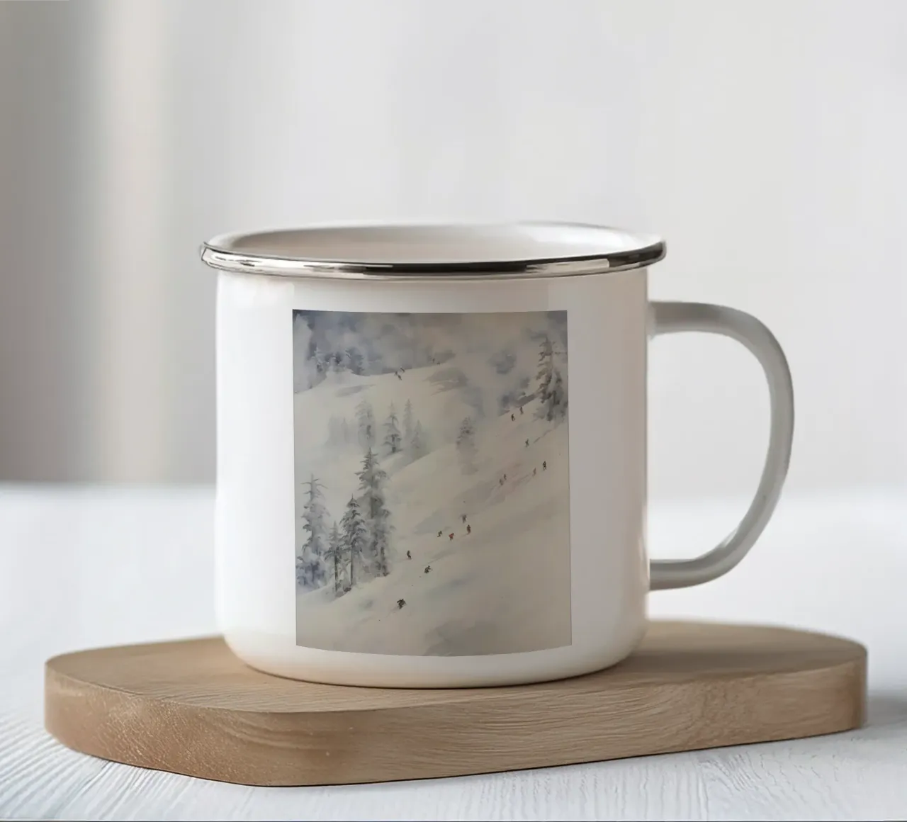 Pista da sci invernale nella nebbia tazza in smalto da Studio Vibe