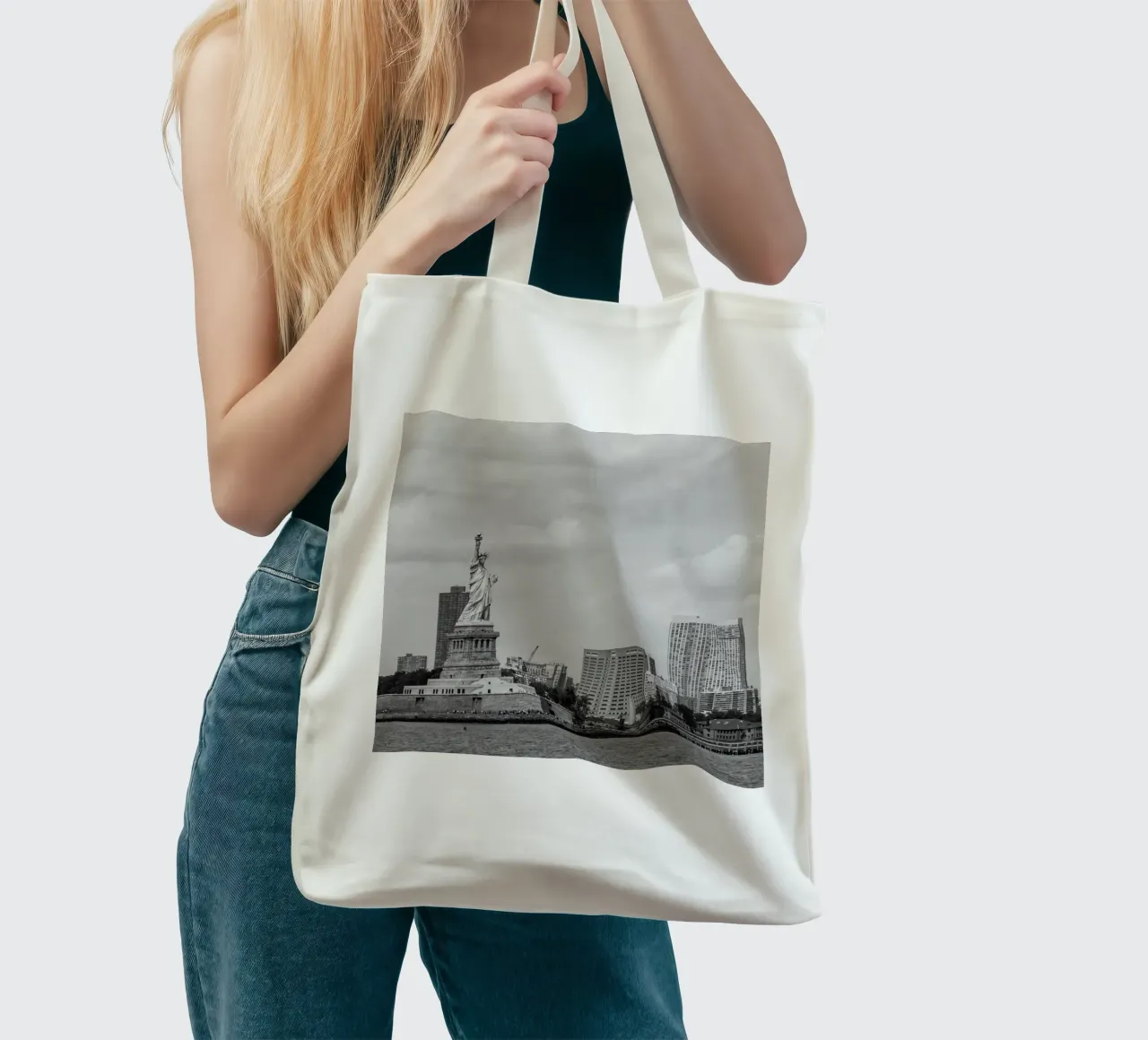 Statua dei liberti Stile B&N borsa in juta da Carinaprint