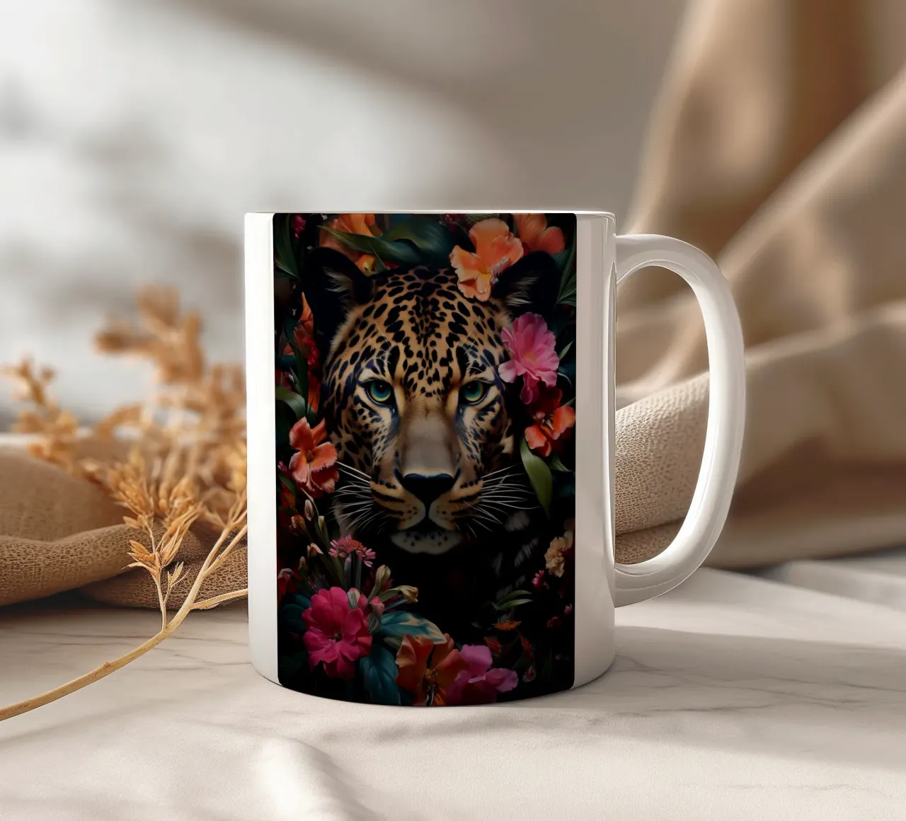 Leopard Flower ceramic mug by Mateo