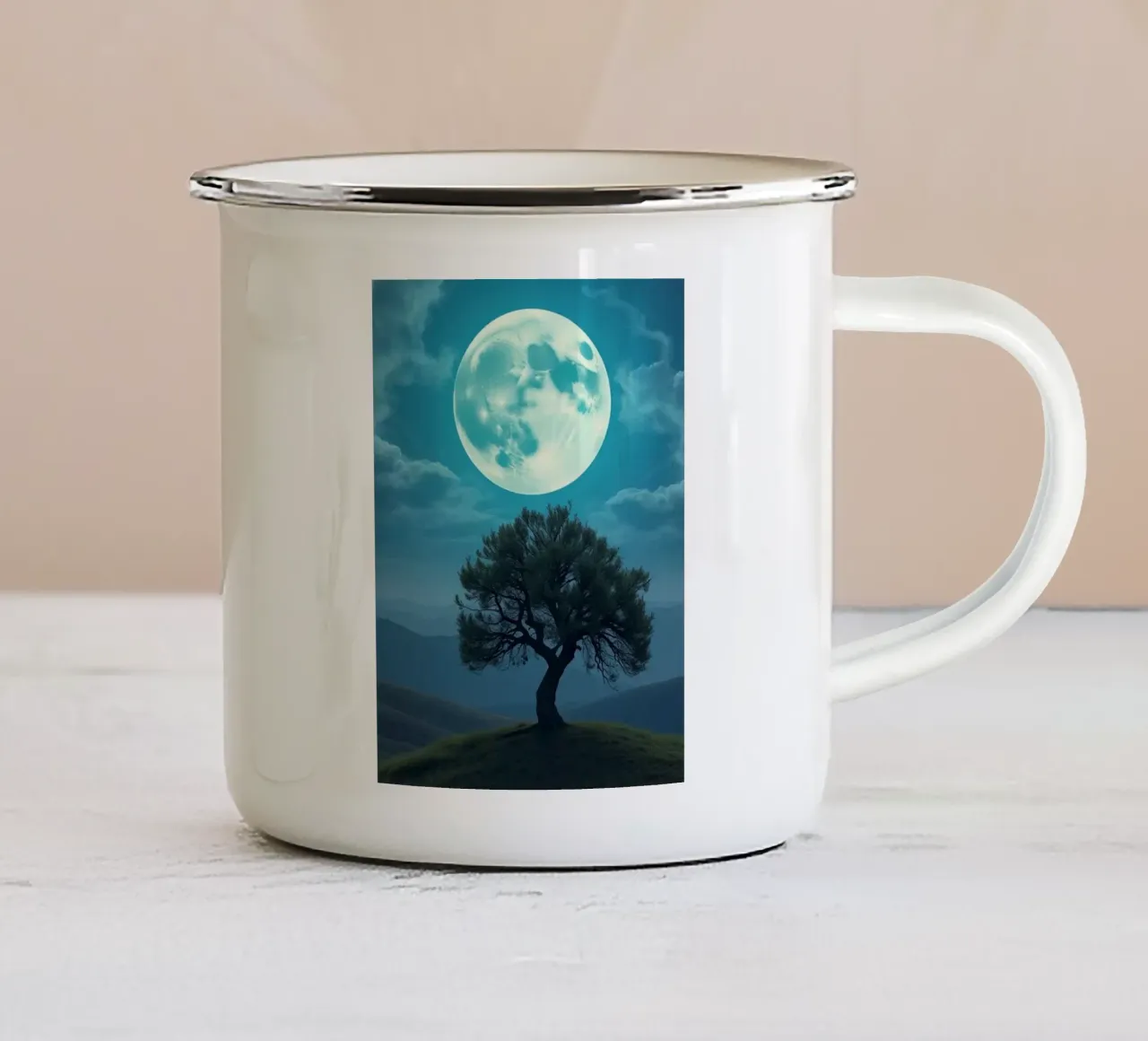 Tranquilla solitudine: Un ulivo tazza in smalto da Artistic-shop