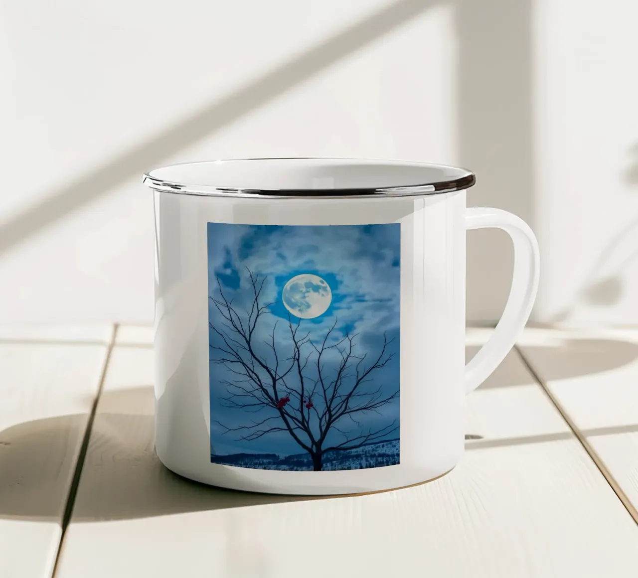 Luna blu d'inverno tazza in smalto da Artistic-shop