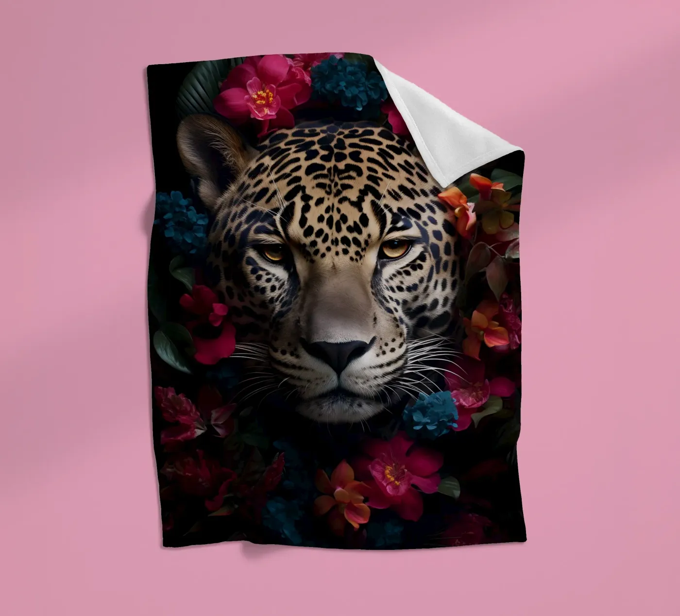 Leopard Blumen 2 Fleecedecke von Mateo