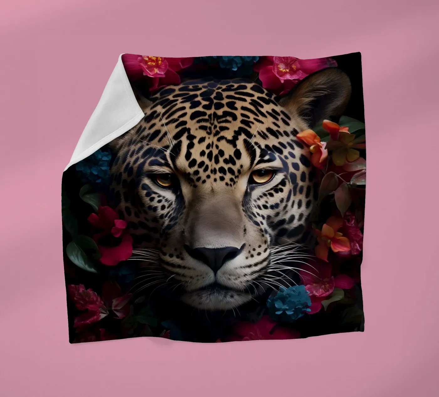 Leopard Blumen 2 Fleecedecke von Mateo