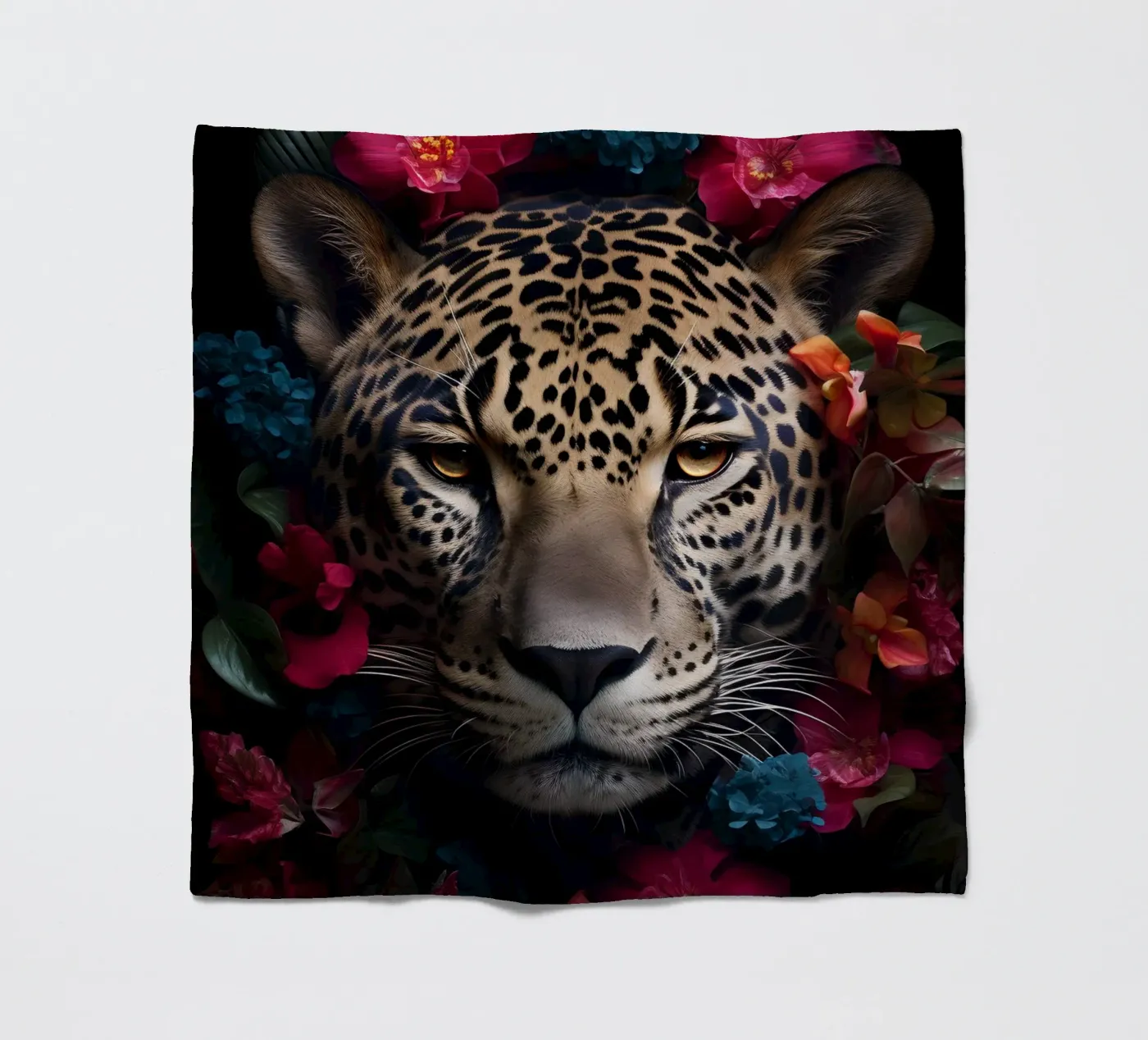 Leopard Blumen 2 Fleecedecke von Mateo