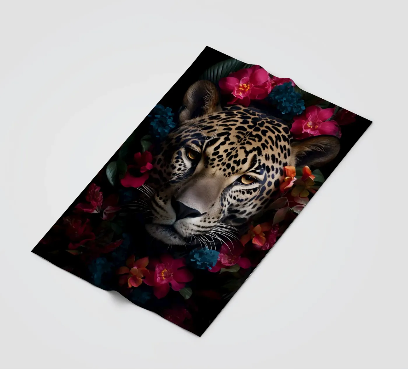 Leopard Blumen 2 Fleecedecke von Mateo