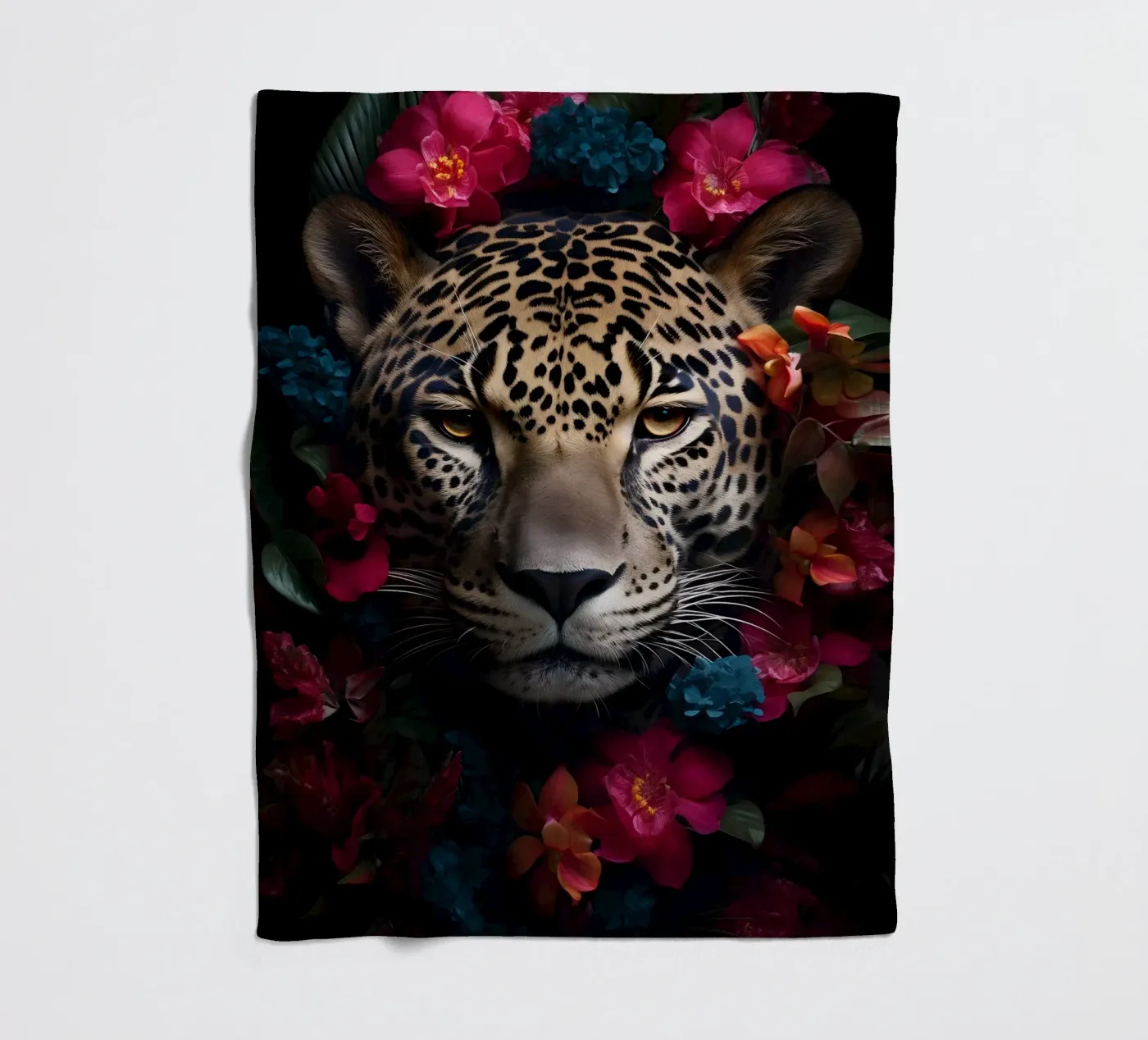 Leopard Blumen 2 Fleecedecke von Mateo
