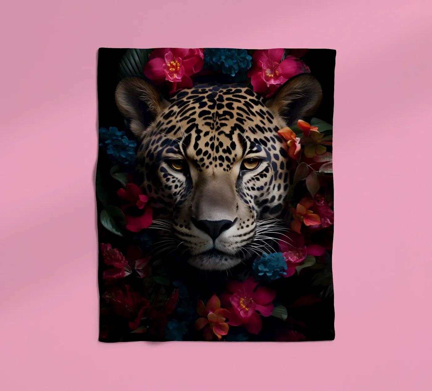 Leopard Blumen 2 Fleecedecke von Mateo