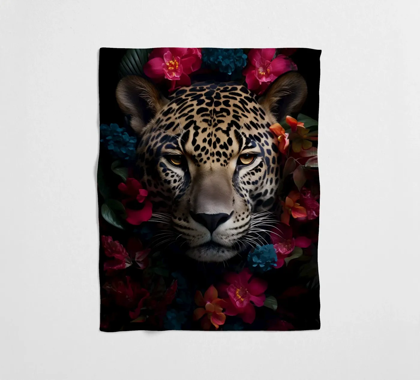Leopard Blumen 2 Fleecedecke von Mateo