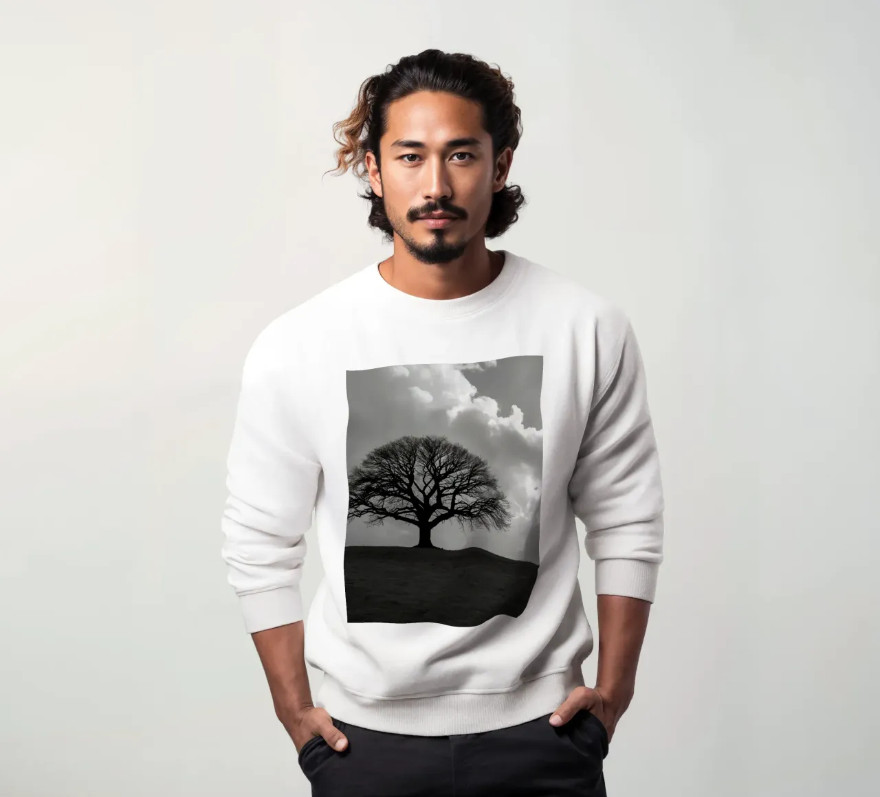 Sagoma di un albero spoglio su una collina contro un cielo nuvoloso felpa da DesignDoodle