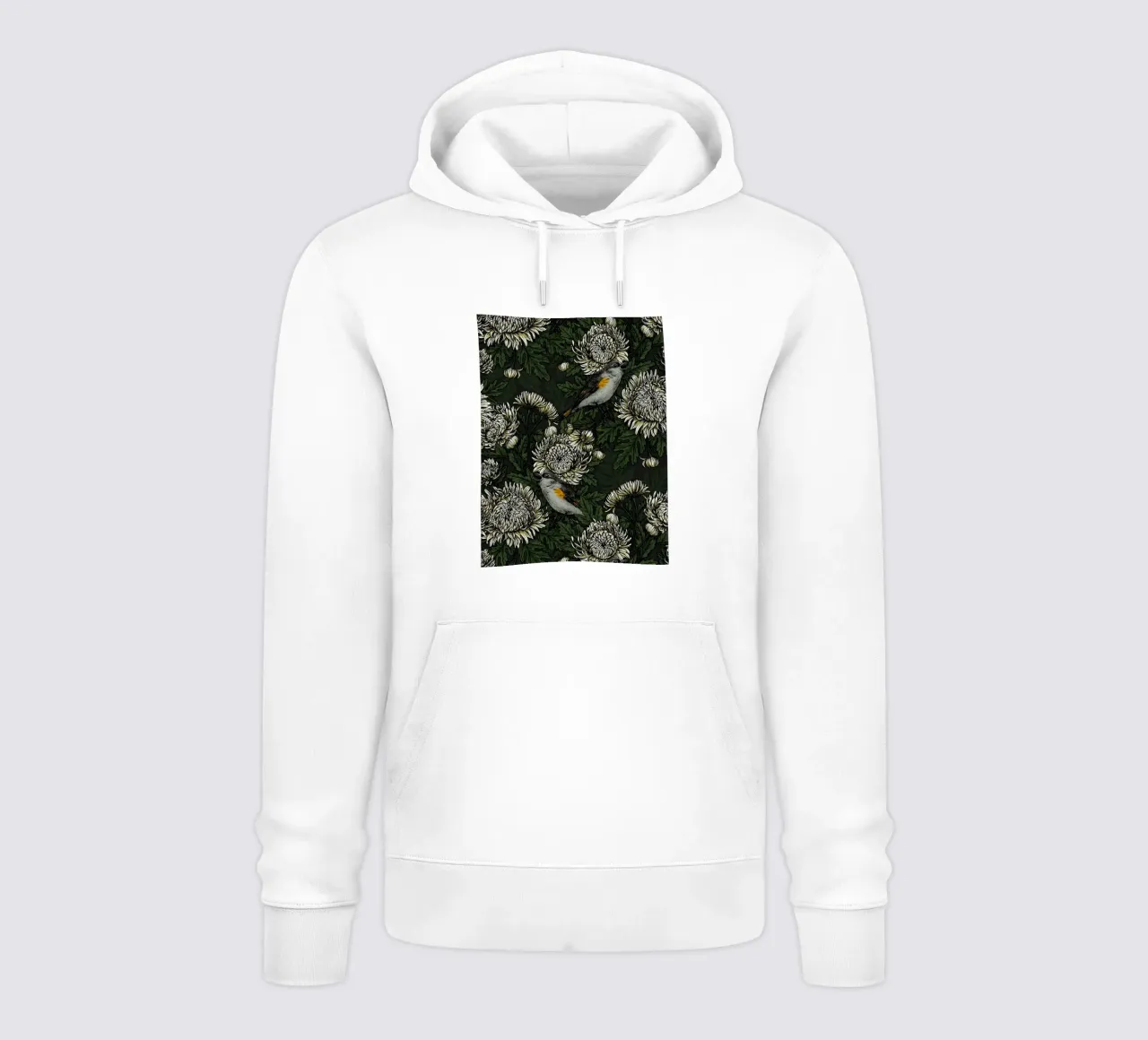I codirossi nei crisantemi verdi e bianchi felpa con cappuccio da Painted Nature