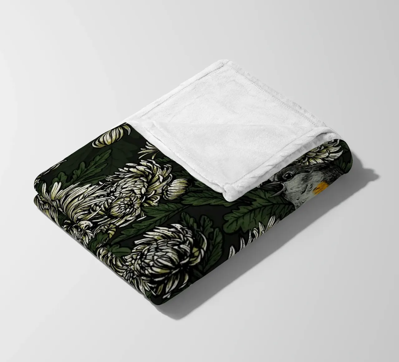 I codirossi nei crisantemi verdi e bianchi coperta in pile da Painted Nature