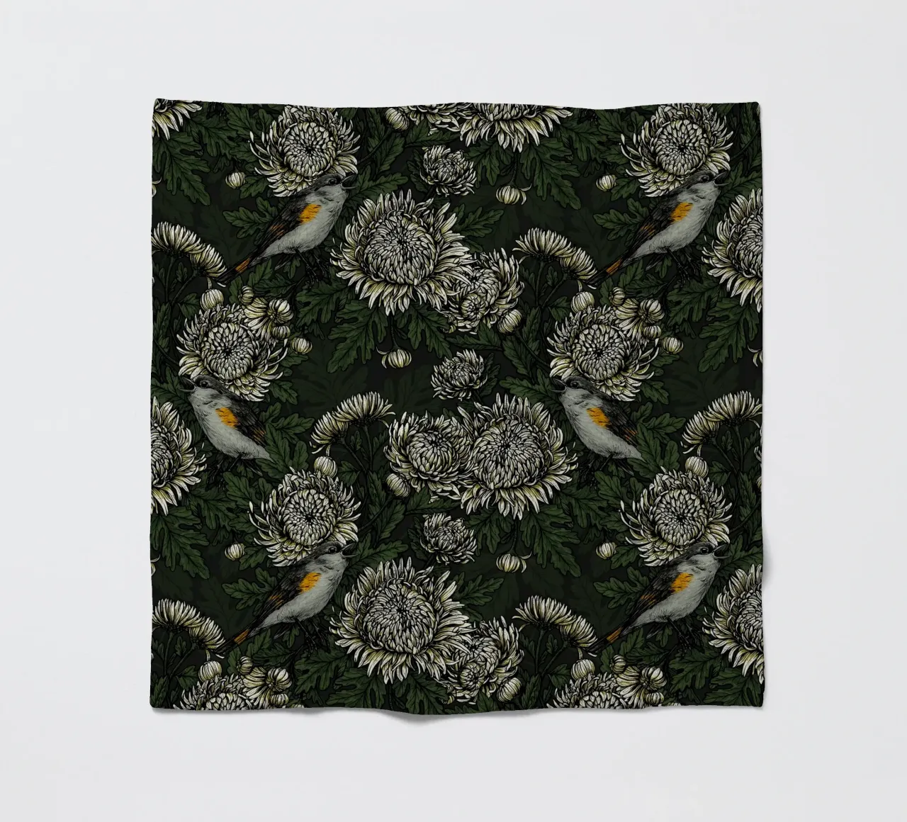 I codirossi nei crisantemi verdi e bianchi coperta in pile da Painted Nature