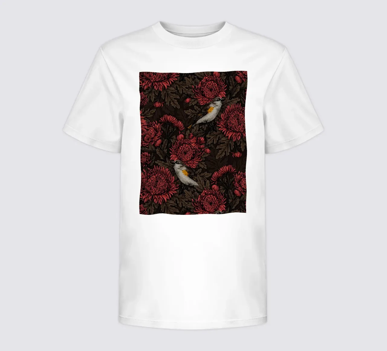 I codirossi nei crisantemi in marrone e rosso t-shirt bambini da Painted Nature