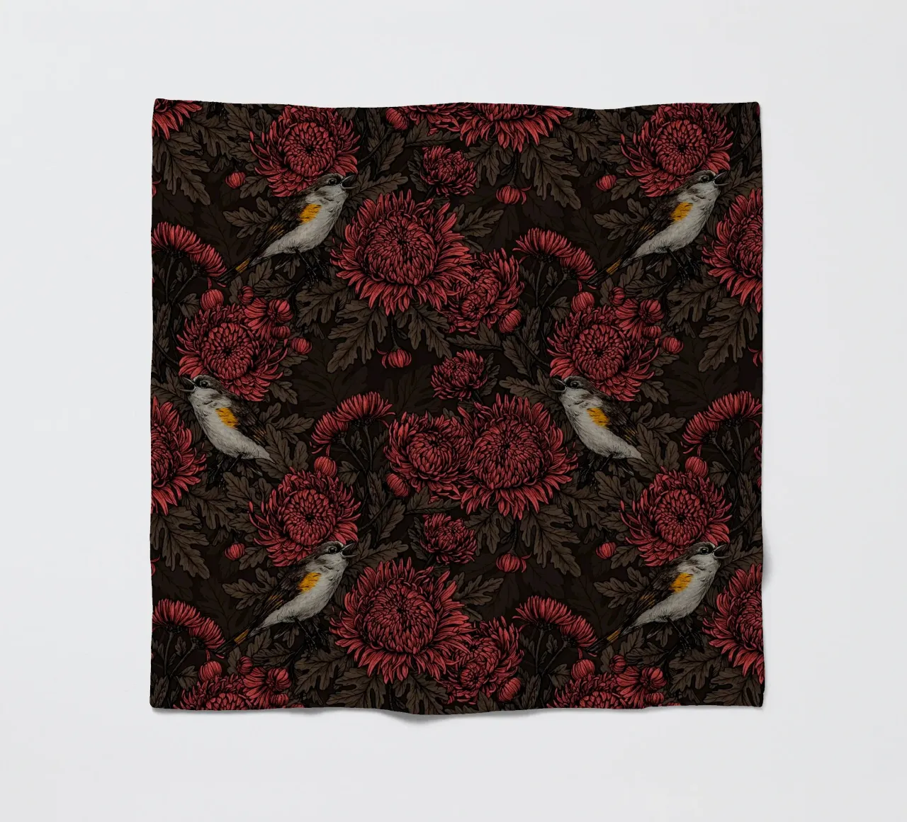 I codirossi nei crisantemi in marrone e rosso coperta in pile da Painted Nature