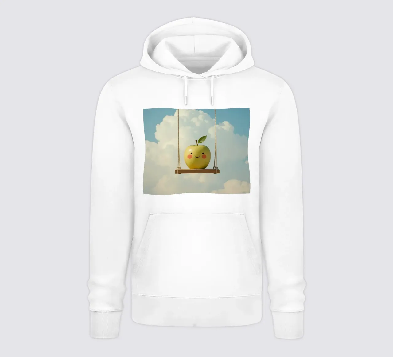 Manzana sonriente en columpio sudadera con capucha de DesignDoodle