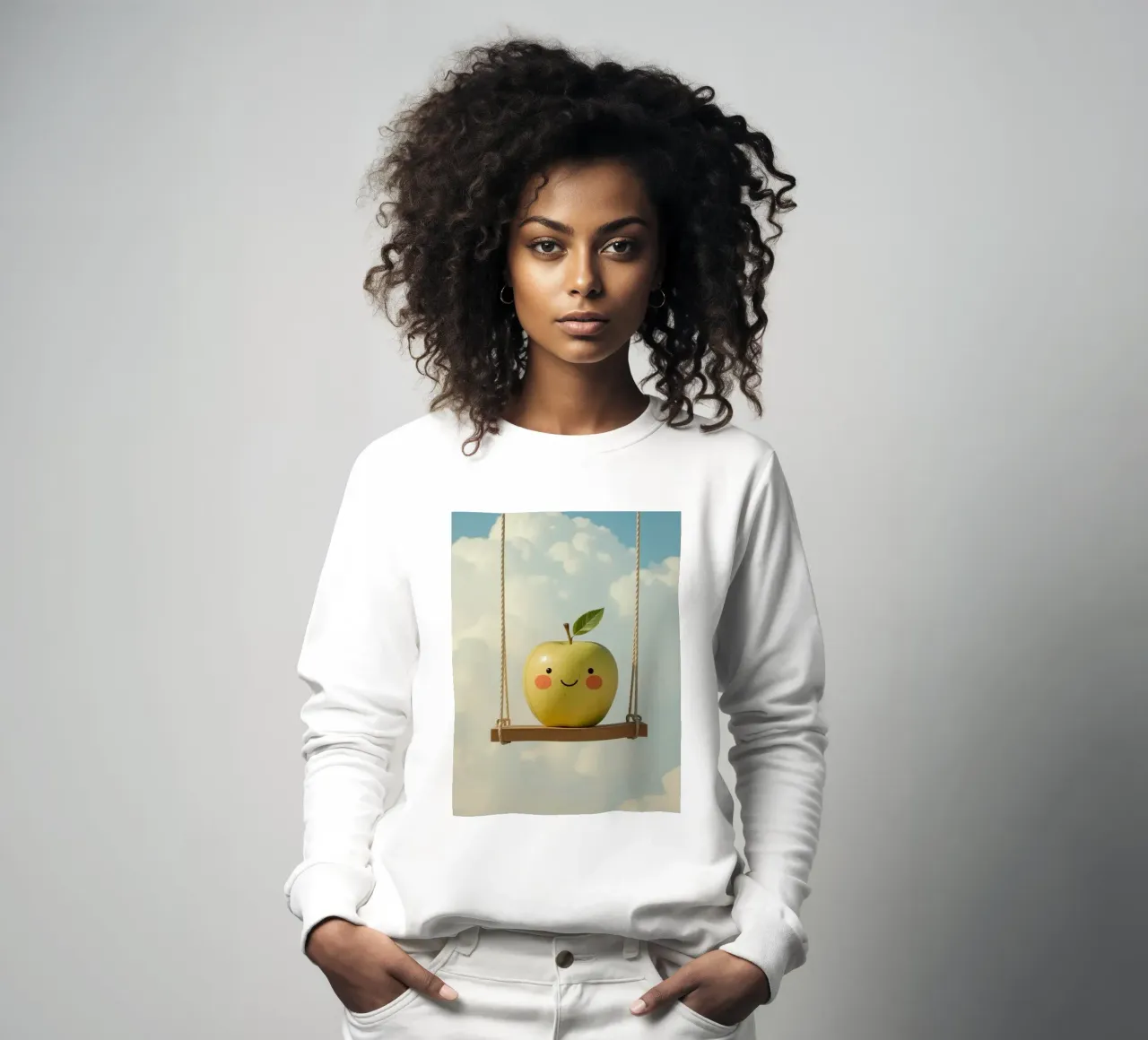 Manzana sonriente en columpio sudadera de DesignDoodle