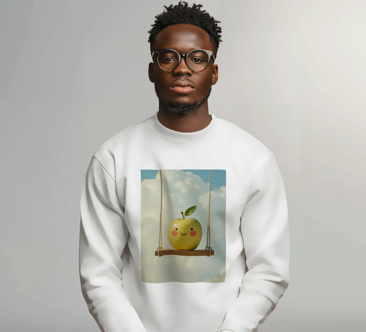 Manzana sonriente en columpio sudadera de DesignDoodle