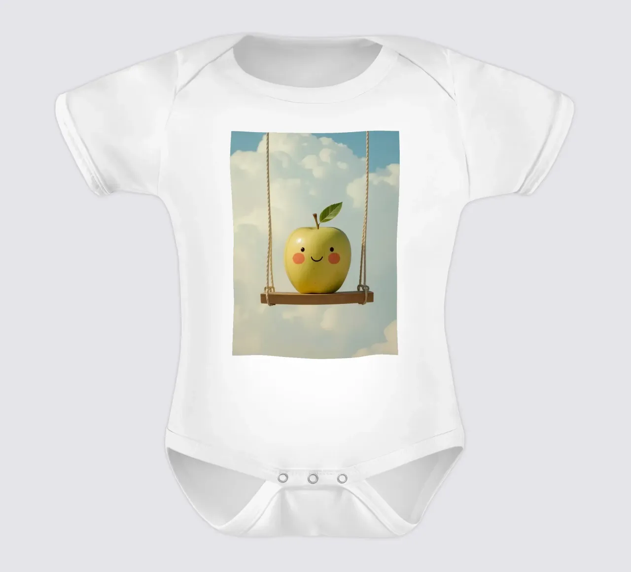 Manzana sonriente en columpio body de bebé de DesignDoodle