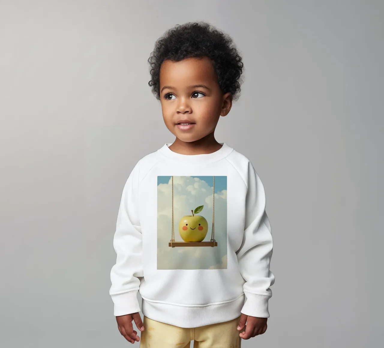 Manzana sonriente en columpio sudadera de bebé de DesignDoodle