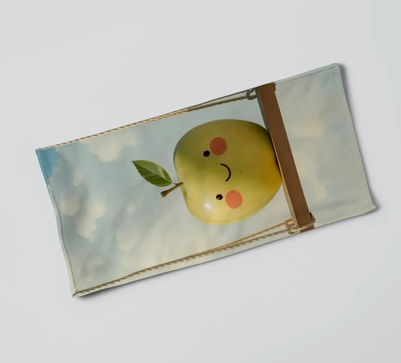 Manzana sonriente en columpio toalla de baño de DesignDoodle