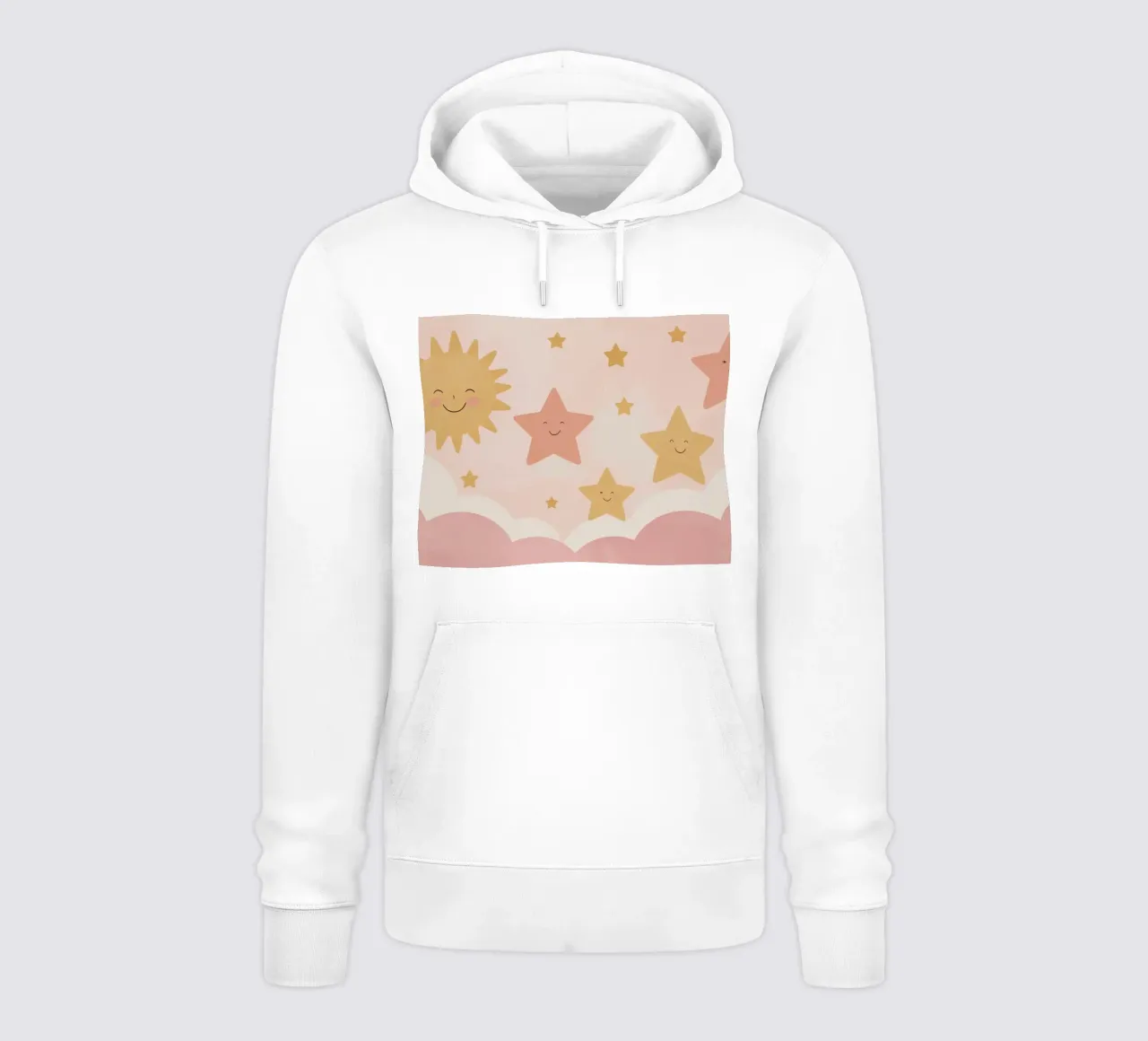 Sole sorridente e stelle felici con le nuvole felpa con cappuccio da DesignDoodle