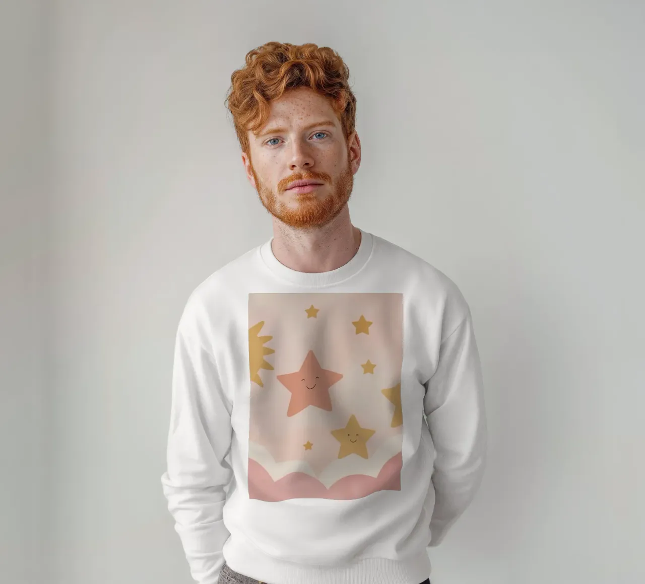 Sole sorridente e stelle felici con le nuvole felpa da DesignDoodle