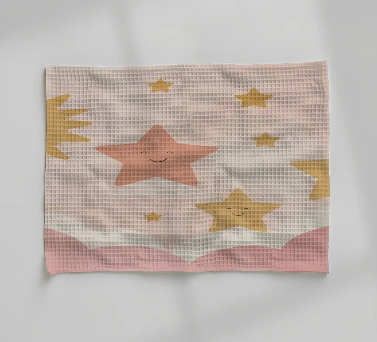 Mignon soleil souriant et étoiles joyeuses avec nuages torchon de DesignDoodle