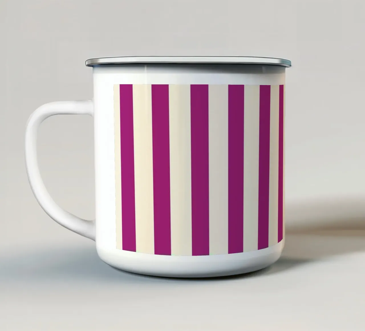 Retro Charming Magenta Stripes tazza in smalto da TijanaArtStudio88