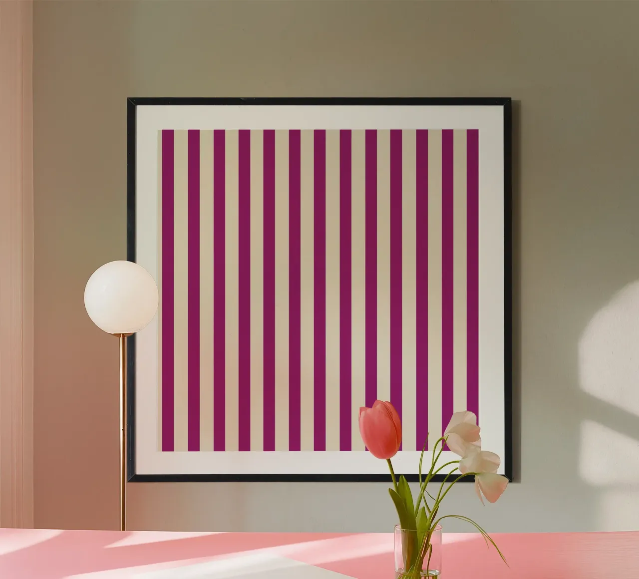 Retro Charming Magenta Stripes carta hahnemühle da TijanaArtStudio88