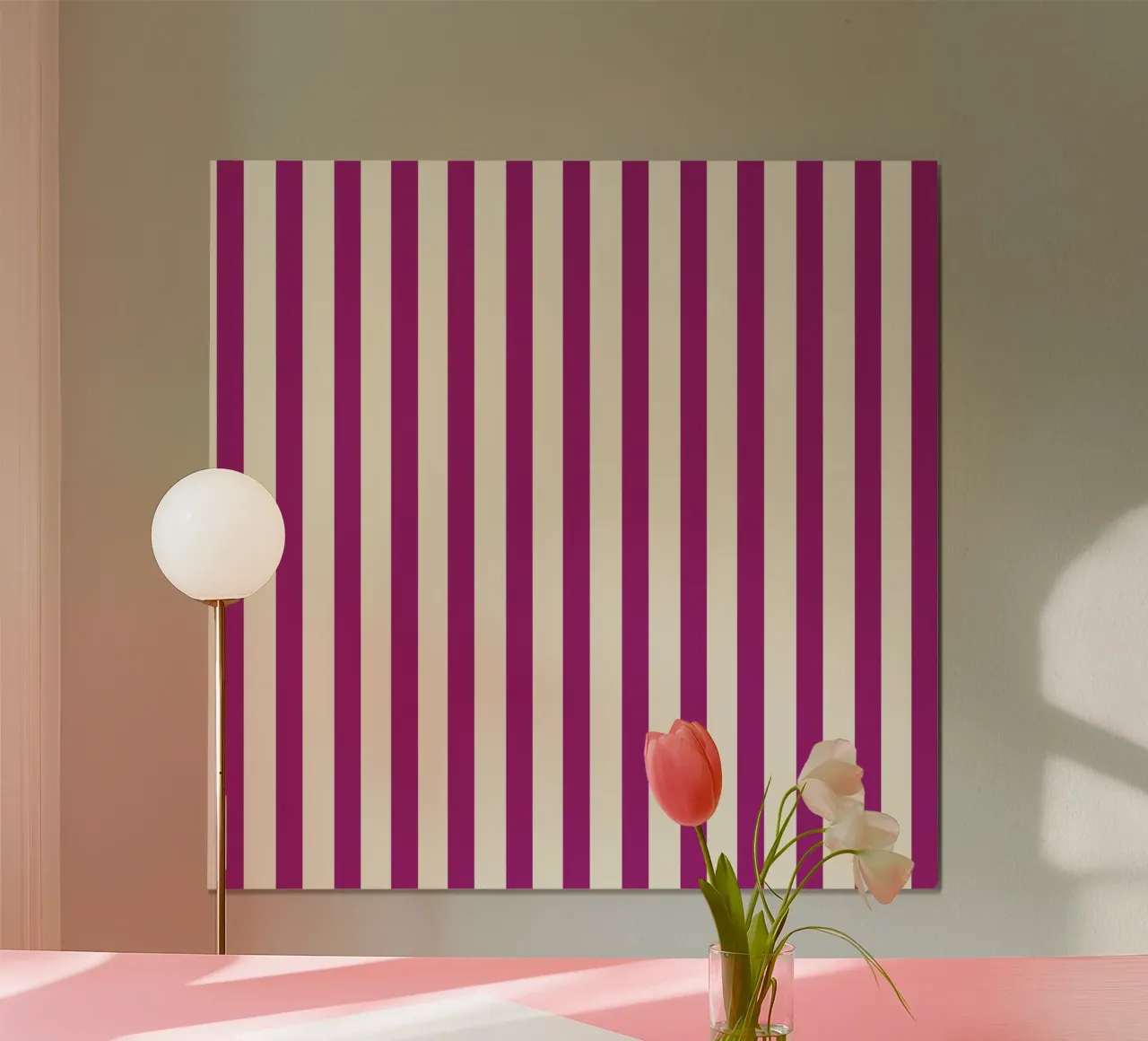 Retro Charming Magenta Stripes carta hahnemühle da TijanaArtStudio88