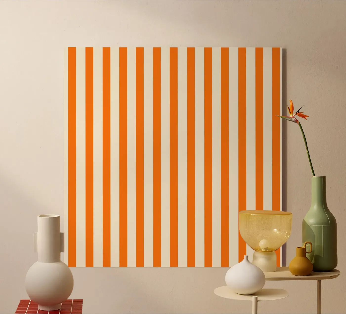 Retro Charming Orange Stripes plexiglass da TijanaArtStudio88