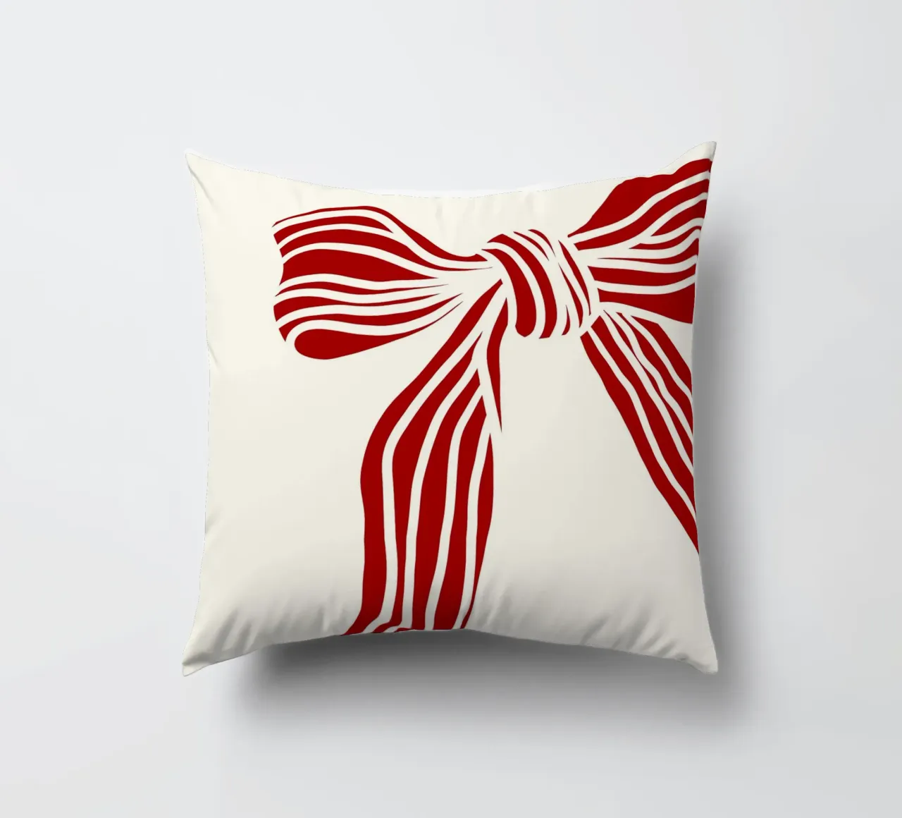 Red bow on white cuscino da TijanaArtStudio88